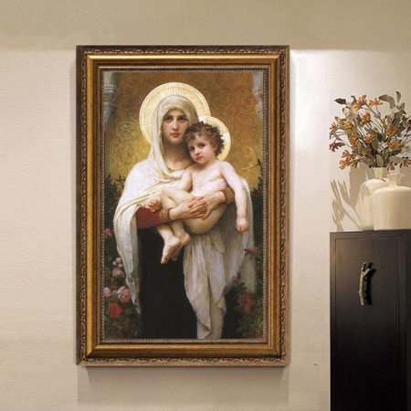 Madonna Vergine Madre Maria & Bambino Dipinto ad olio Stampa su tela